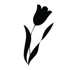 Black silhouette of a tulip. Vector illustration.