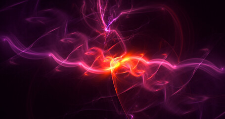 3D rendering abstract multicolor fractal light background