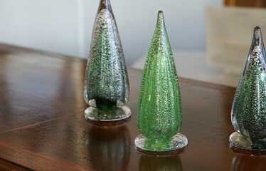 Glass figurine decoration on the shelf