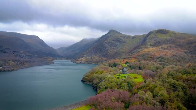 A view of Llanberis, a village, community and electoral ward in Gwynedd, northwest Wales, UK