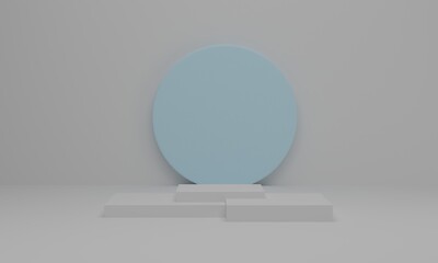 3D rendering. Empty podium or pedestal display on white background. Abstract minimal scene with geometric.