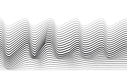 Abstract flow lines background . Fluid wavy shape .Striped linear pattern . Music sound wave . Vector illustration