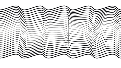 Abstract flow lines background . Fluid wavy shape .Striped linear pattern . Music sound wave . Vector illustration