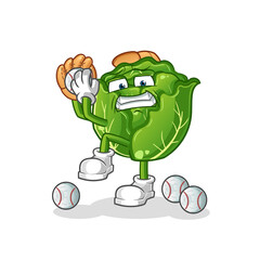 cabbage baseball pitcher cartoon. cartoon mascot vector