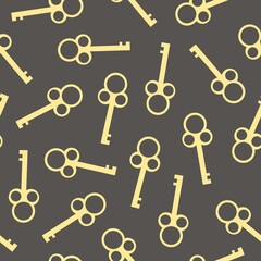 Vintage Key Seamless Pattern. The Key to the Lock on a Gray Background.