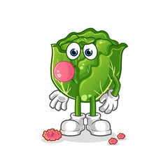 cabbage chewing gum vector. cartoon character