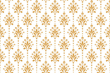 Flower geometric pattern. Seamless vector background. White and gold ornament