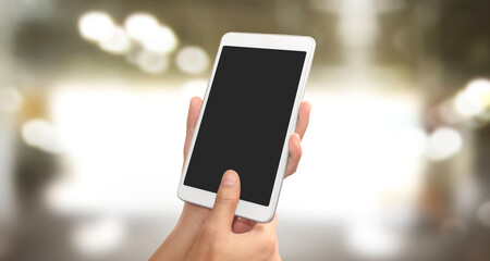 Hands holding a tablet touch computer gadget