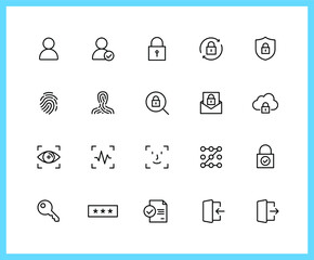 authorization linear icons and color icons. login, logout, password, key, lock. Set of pattern, recognition symbols drawn with thin contour lines. Vector illustration.