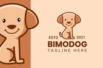 Cute Kawaii Puppy Dog Mascot Cartoon Logo Design Icon Illustration Character Hand Drawn. Suitable for every category of business, company, brand like pet store or pet shop, toys, food, and many more