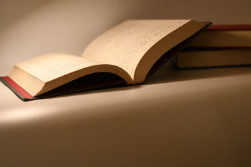 open book on pile of book background shcool study book
