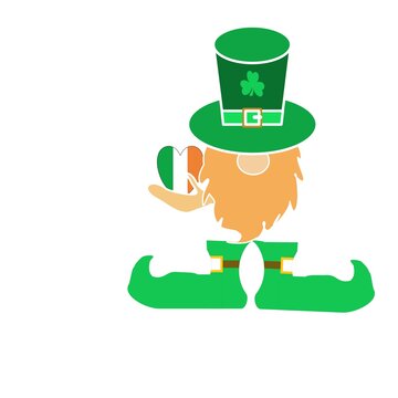 St. Patrick's Day Gnomes with shamrock on top hat and holding heart in hand