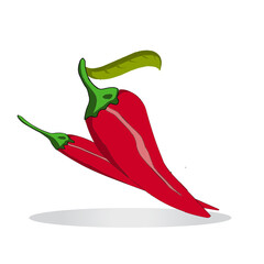 Closeup chilly pepper. Hot red chili peppers, cartoon mexican chilli or chillies illustration, vectors paprika icon signs isolated on white background