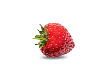 Red strawberry isolated on white background with clipping path. Fresh organic fruit.