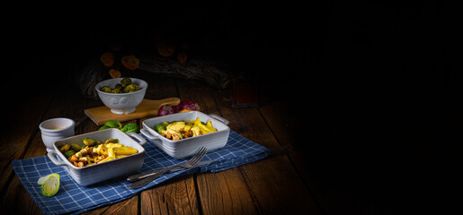 Gratinated Zurich ragout with Brussels sprouts, potatoes and Bearnaise sauce