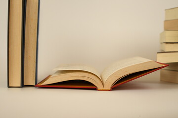open book on pile of book background shcool study book