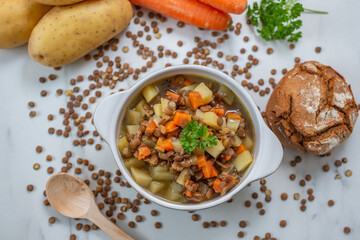 A bowl of lentil soup a delicious and common dish