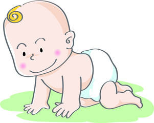 vector cartoon cute baby crawl