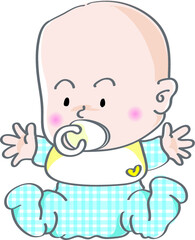 vector cartoon cute baby with nipple