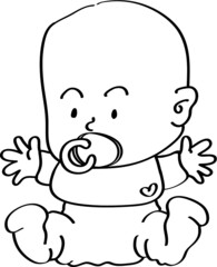 vector cartoon cute baby with nipple