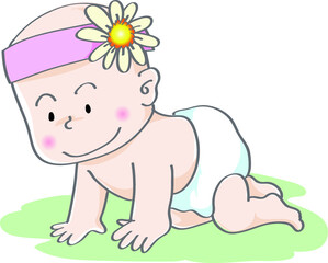vector cartoon baby girl