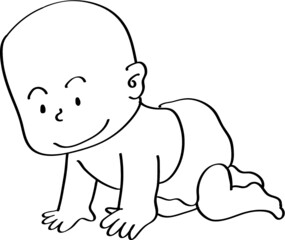vector cartoon cute baby crawl