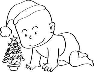 vector cartoon Christmas baby
