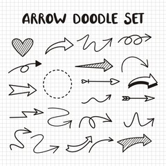 Set of arrows vector illustration.Arrow doodles vector. A set of simple sketches of arrows. Up, down, left, right ones