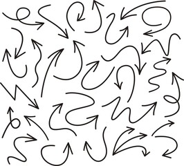 Set of arrows vector illustration.Arrow doodles vector. A set of simple sketches of arrows. Up, down, left, right ones