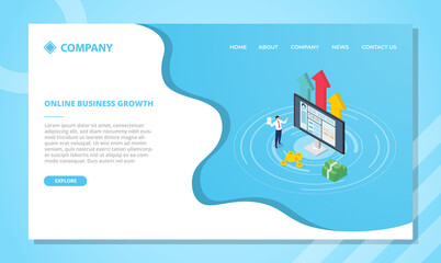profitable online business concept for website template or landing homepage design with isometric style