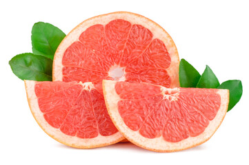 Fresh grapefruit slices, isolated on white background
