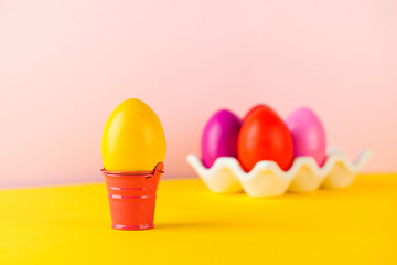 Colorful Easter eggs. Happy Easter. Copy space.