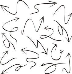 Fototapeta premium Set of arrows vector illustration.Arrow doodles vector