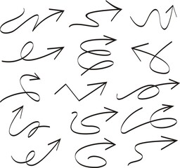 Set of arrows vector illustration.Arrow doodles vector