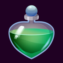 Obraz premium Bottle liquid potion magic elixir colorful . Game icon GUI for app games user interface. Vector illstration