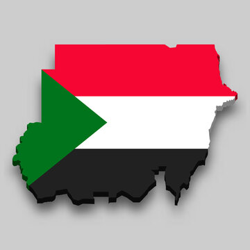 recommend clip art: 3d isometric Map of Sudan with national flag.
