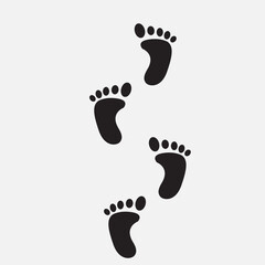 Footprints isolated on white. Vector illustration.