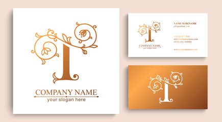 Premium Vector T logo. Monnogram, lettering and business cards. Personal logo or sign for branding an elite company.