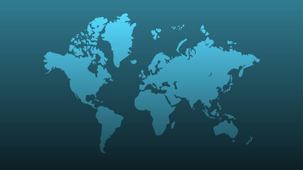 World map on isolated blue background, vector illustration.