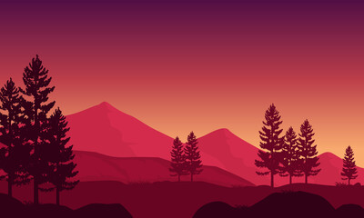 Calming atmosphere with beautiful natural scenery at night. Vector illustration