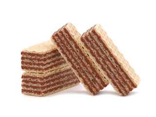 Wafer bars with cocoa cream filling isolated on white

