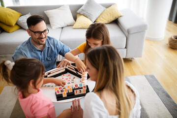 Happy family having fun time at home