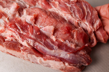 Piece of fresh pork meat close up