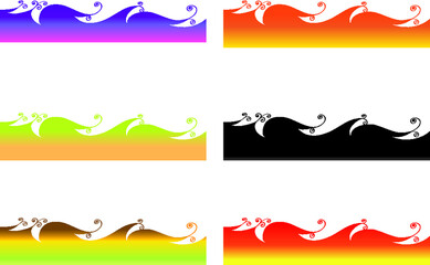 Obraz premium vector colourful wave sea water fire wine design line background set