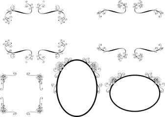 Obraz na płótnie Canvas vector flowers design pattern line border frame set