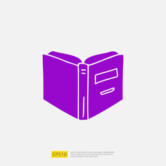 book open doodle icon for education and back to school concept. learning Solid glyph sign symbol vector illustration