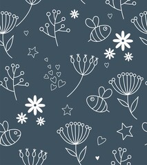  Elegance Seamless pattern with floral, vector floral illustration in vintage style