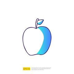 apple fruit doodle icon. Gradient fill line sign symbol vector illustration