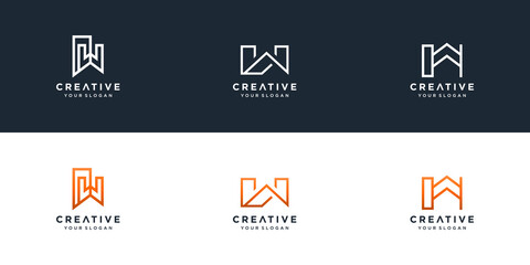 Initials w logo design template