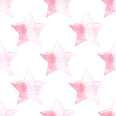 Watercolor stars seamless pattern. Hand drawn painted texture. Abstract wallpaper background.